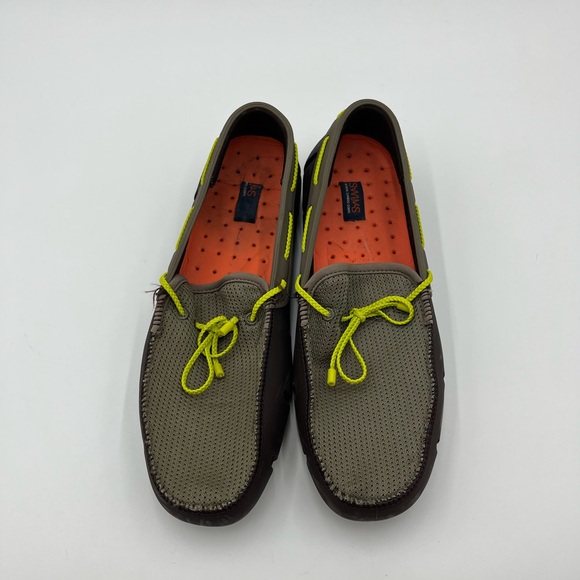 Swims Men's Olive Yellow Brown Boat Shoes - Picture 2 of 15
